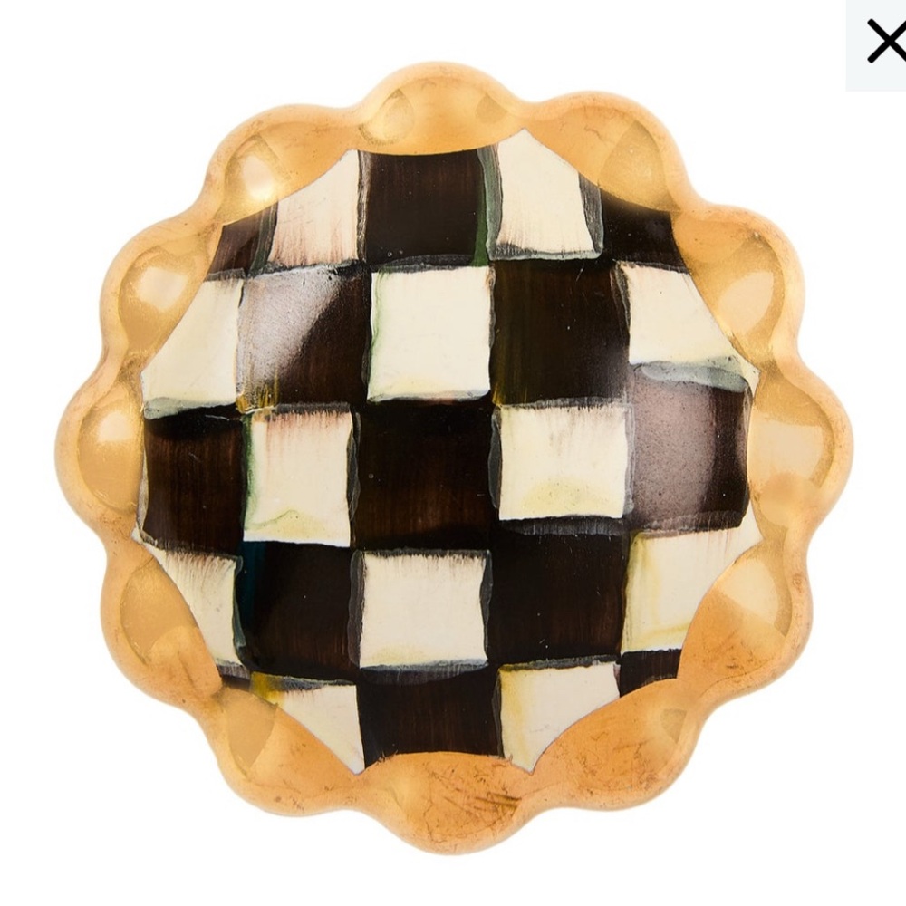 MacKenzie-Childs Courtly Check Round Knob - Black, White, Gold, Set of 2